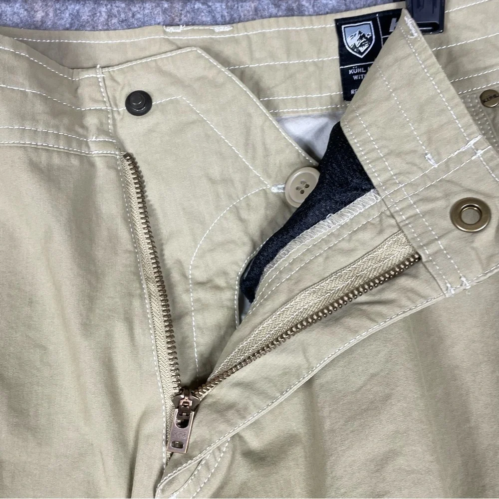 Kuhl Ramblr Khaki Shorts Cargo Gorpcore Outdoor Hiking Workwear Travel - Sz 36
